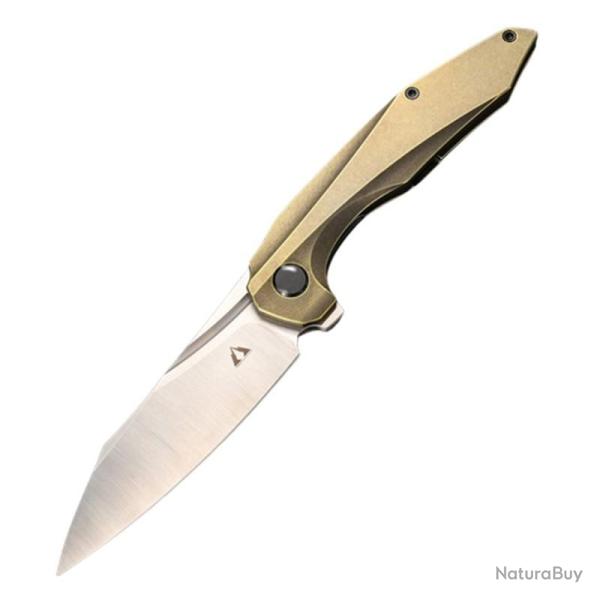 Couteau CMB Made Knives Dagon Bronze Lame Acier M390 Manche Titane Bronze Framelock Clip CMB11C
