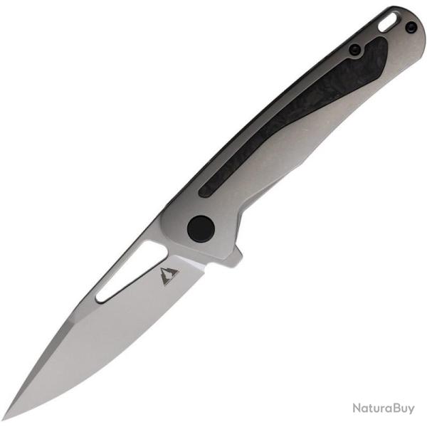 Couteau CMB Made Knives Spear Lame Acier CPM S35VN Manche Titane Gris Framelock Clip CMB04G