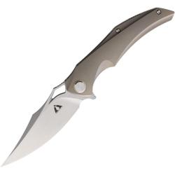 Couteau CMB Made Knives Prowler Lame Acier M390 Manche Titane Gris Framelock Clip CMB02G