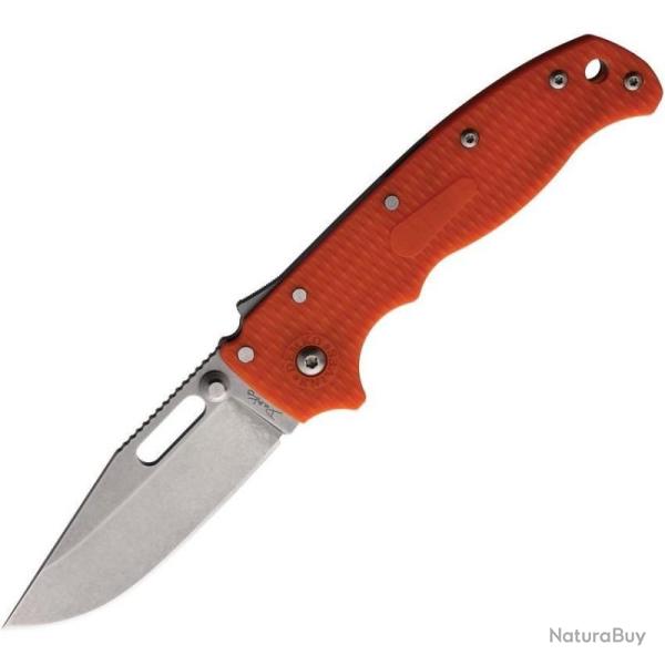 Couteau Demko AD20.5 Shark Lock Lame Acier D2 Manche G10 quadrill� Orange Taiwan DEMAD205F16