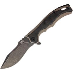 Couteau Framelock BucknBear Diesel Lame Acier 14C28N Manche G10 Beige Carbone BNB8008C