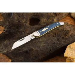 Couteau Small Copperhead Rough Rider Lame Acier Inox Satin&eacute; Manche Micarta Denim Slip Joint RRR016