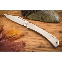 Couteau Stainless Lockback Rough Rider Lame Acier Inox 440 Manche Inox Bross&eacute; Lockback RR998