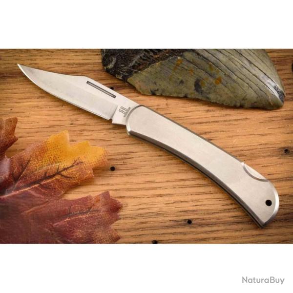 Couteau Stainless Lockback Rough Rider Lame Acier Inox 440 Manche Inox Bross� Lockback RR998