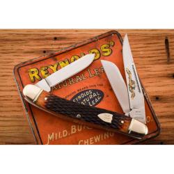 Couteau 30th Anniversary Stockman Rough Rider Lame Inox Poli Miroir Manche Os Marron RR2629