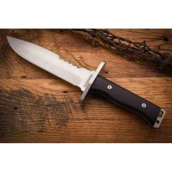 Couteau Tactical Knife Black G10 Rough Rider Lame Acier Inox Mat Dos Sci&eacute; Manche G10 Etui RR2541