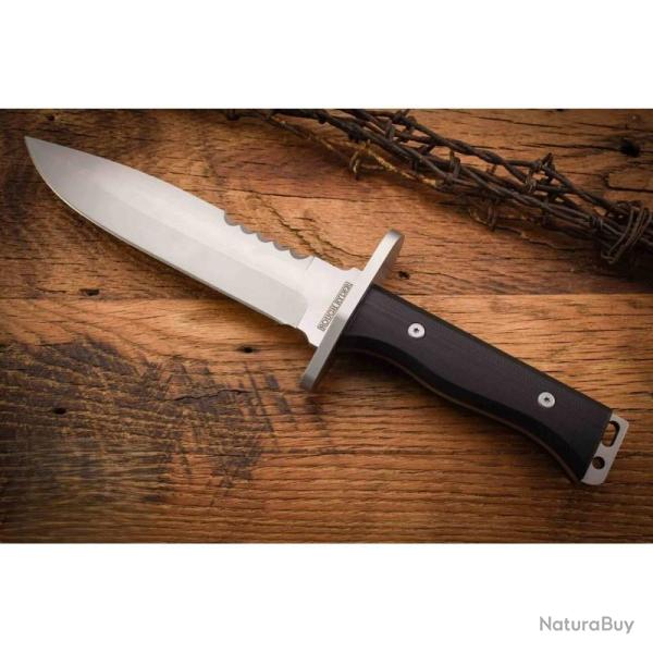 Couteau Tactical Knife Black G10 Rough Rider Lame Acier Inox Mat Dos Sci� Manche G10 Etui RR2541