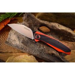 Couteau Linerlock A/O Black/Red Rough Rider Lame Inox Manche G10 Noir et Rouge RR2534