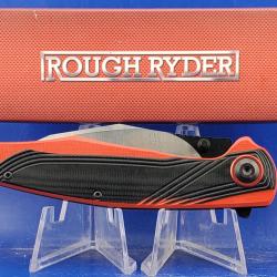 Couteau Linerlock A/O Black/Red Rough Rider Lame Inox Manche G10 Noir et Rouge RR2534