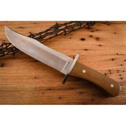 Couteau Tater Skin Bowie Rough Rider Lame Acier Inox Manche Micarta Burlap Marron Etui Nylon RR2342