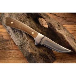 Couteau Tater Skin Wolverine Rough Rider Lame Inox 440 Satin&eacute; Manche Micarta Burlap Etui RR2341