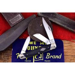 Couteau Stockman Black Micarta Rough Rider Lame Carbone Poli Miroir Manche Micarta Noir RR2214