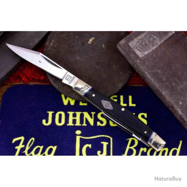 Couteau Whittler Black Micarta Rough Rider Lame Carbone Poli Miroir Manche Micarta Noir RR2211