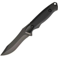 Couteau Fixed Blade Rough Rider Lame Acier Inox Finition Noire Manche Plastique Textur&eacute; Noir RR1865