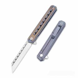 Couteau Framelock BucknBear Thunderbird Lame Acier D2 Manche Titane Bleu BNB1939B