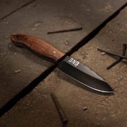 Couteau Fixe BucknBear Tactical Hunter Lame Acier Inox Manche Bois Marron &Eacute;tui Cuir BNB139790