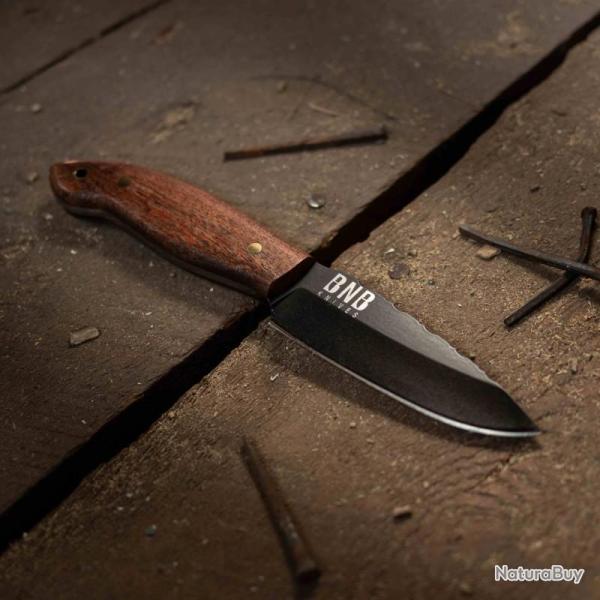 Couteau Fixe BucknBear Tactical Hunter Lame Acier Inox Manche Bois Marron �tui Cuir BNB139790