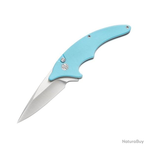 Couteau Molsect Cove Lame Acier 14C28N Manche G10 Bleu Ciel Button Lock MLS996SB
