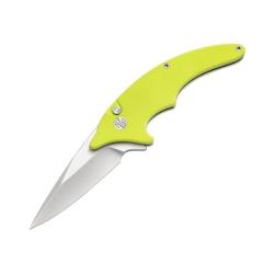 Couteau Molsect Cove Lame Acier 14C28N Manche G10 Vert Jaune Button Lock MLS996GY