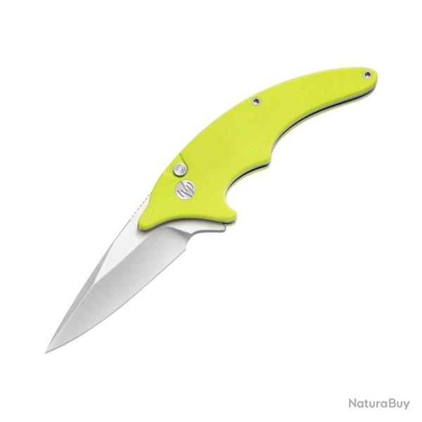 Couteau Molsect Cove Lame Acier 14C28N Manche G10 Vert Jaune Button Lock MLS996GY