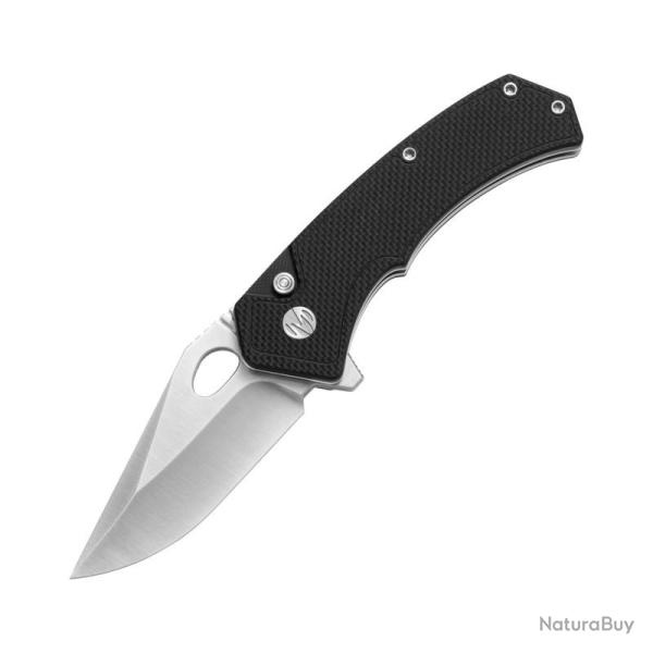 Couteau Verrou � Bouton Molsect Croc Lame Acier 14C28N Manche G10 Noir MLS1216B