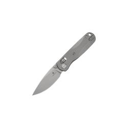 Couteau Pliant Bestechman Sprite Lame Acier M390 Manche Titane Stonewash Button Lock BTKMK21D