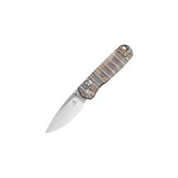Couteau Pliant Bestechman Sprite Lame Acier M390 Manche Titane Flamm&eacute; Button Lock BTKMK21C
