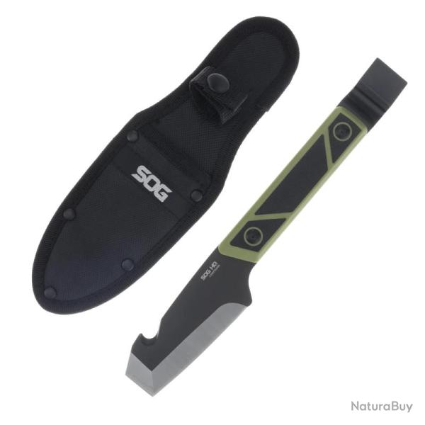 Couteau SOG Compound Tac-Pry HQ Lame Acier 420 Manche TPR noir/vert Etui Nylon SOG35440143