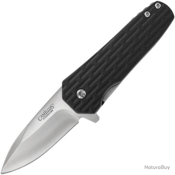 Couteau Pliant Camillus Wedge Lame Acier 420 Manche GFN Noir Linerlock CM19388