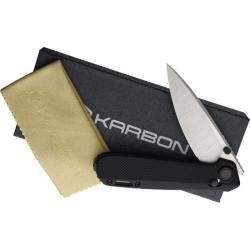 Couteau Karbon Terminal Noir Manche G10 Lame Acier 14C28N Satin Crossbar Lock KARB126