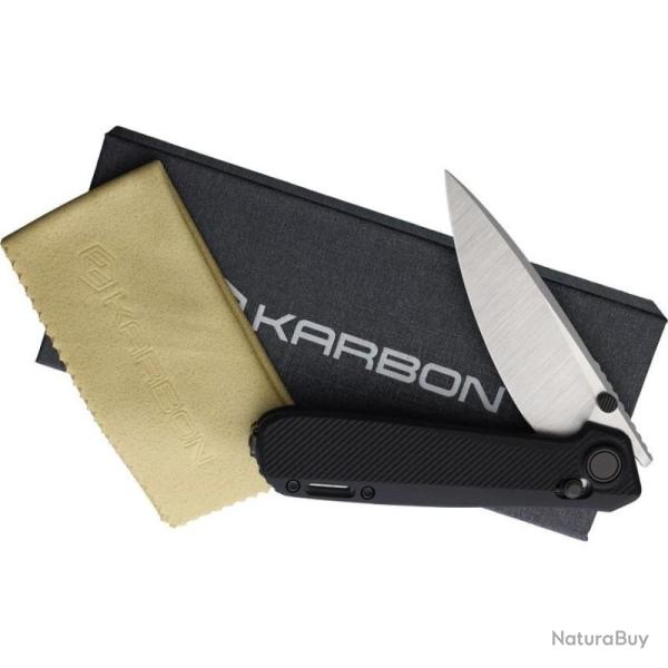 Couteau Karbon Terminal Noir Manche G10 Lame Acier 14C28N Satin Crossbar Lock KARB126