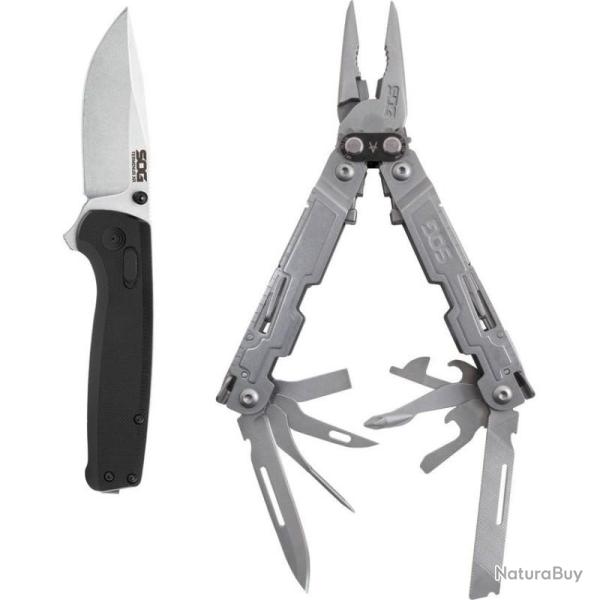 Couteau Pliant SOG Terminus XR/PowerAccess Lame Acier D2 Manche G10 noir XR Lock SOG99992445