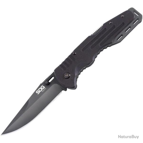 Couteau Pliant SOG Salute Lockback Black Lame Acier 8Cr13MoV Manche G10 noir textur� SOGFF11CP