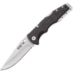Couteau Pliant SOG Salute Mini Lame Acier 8Cr13MoV Manche G10 noir textur&eacute; Lockback SOGFF1001CP