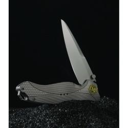 Couteau Karbon Buck Horn Gris Manche Aluminium Lame Acier 14C28N Bead Blast Linerlock KARB119