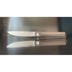 Couteau Karbon Beatnik Noir Manche Aluminium Lame Acier 14C28N Satin Framelock KARB111