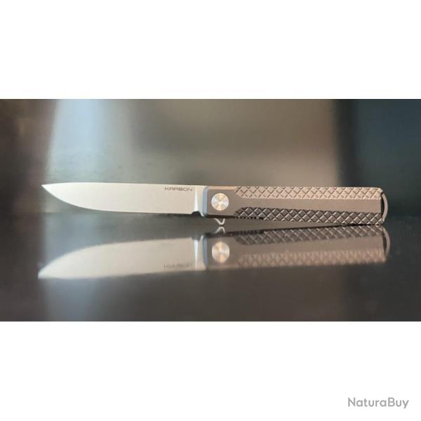 Couteau Karbon Beatnik Noir Manche Aluminium Lame Acier 14C28N Satin Framelock KARB111