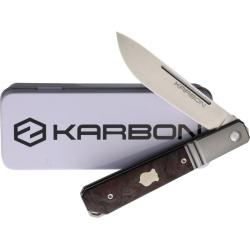 Couteau Karbon Flatline Noir/Rouge Manche Titane Insert Carbone Lame Acier 154CM Satin KARB115