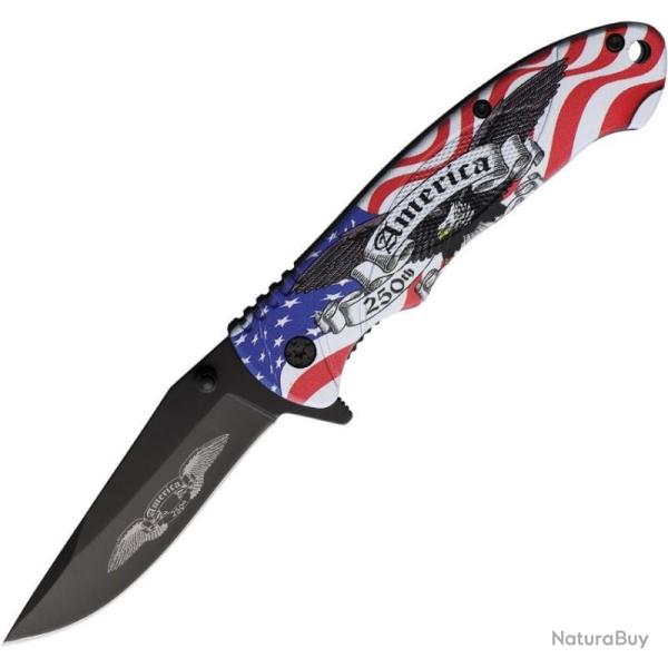 Lot de 3 Couteaux Pliants American Hunter 250th Anniversary Lame Inox Manche Synth�tique AH043