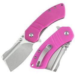 Couteau Pliant Kansept M+ Korvid Lame Cleaver Acier 154CM Manche G10 Rose Liner Lock KT2030B4U