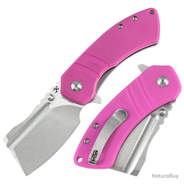 Couteau Pliant Kansept M+ Korvid Lame Cleaver Acier 154CM Manche G10 Rose Liner Lock KT2030B4U