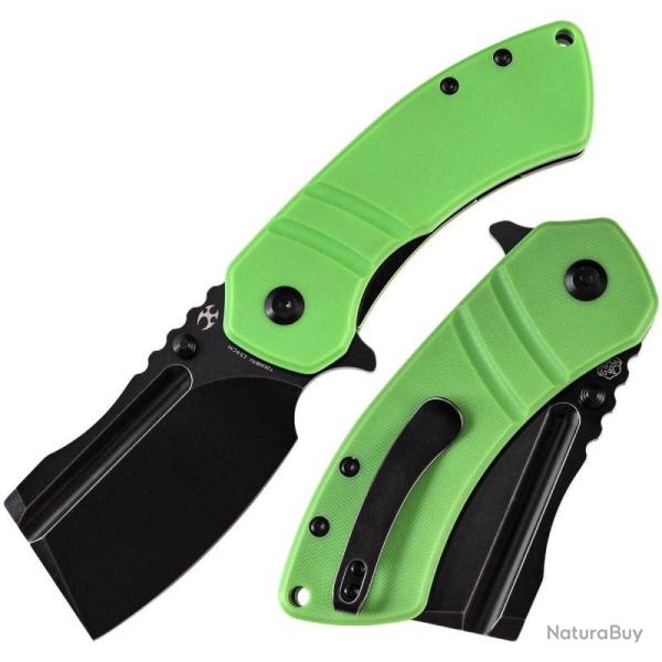 Couteau Pliant Kansept M+ Korvid Lame Cleaver Acier 154CM Manche G10 Vert Liner Lock KT2030B3U