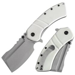 Couteau Pliant Kansept XL Korvid Lame Cleaver Acier 154CM Manche G10 Blanc Liner Lock KT1030A9