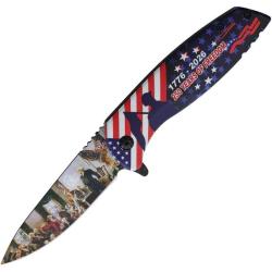 Couteau Falcon Linerlock A/O USA 250 Lame Drop Point Acier Inox Manche Alu FLNKS22502