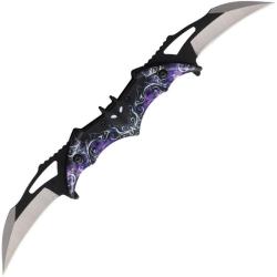 Couteau Falcon Bat Linerlock A/O Lame Acier Inox Bicolore Violet Manche ABS Noir FLNFD10973