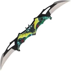 Couteau Falcon Bat Linerlock A/O Lame Acier Inox Bicolore Vert Manche ABS Noir FLNFD10972