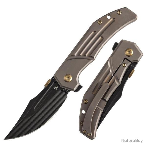 Couteau Pliant Kansept Orion Lame Acier CPM S35VN Manche Titane Bronze Frame Lock K1089A5