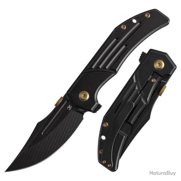 Couteau Pliant Kansept Orion Lame Acier CPM S35VN Manche Titane Noir Frame Lock K1089A4