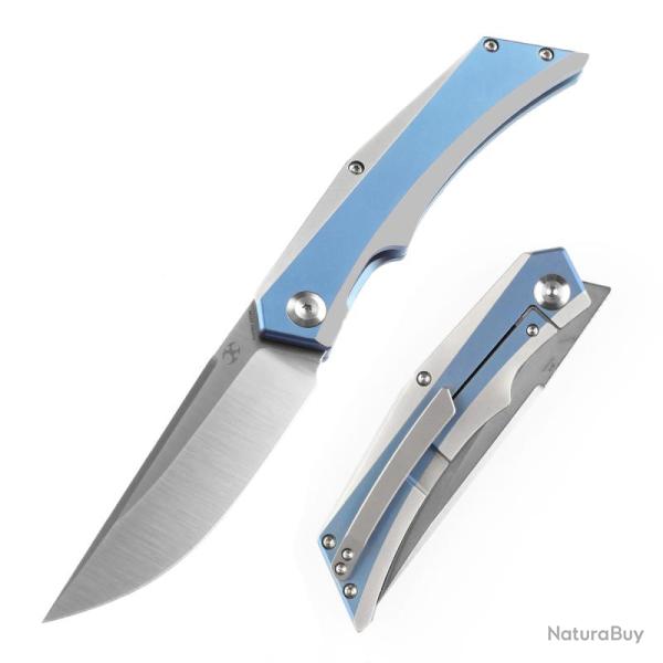 Couteau Pliant Kansept Naska Lame Acier CPM-S35VN Manche Titane Bleu Frame Lock K1035A3