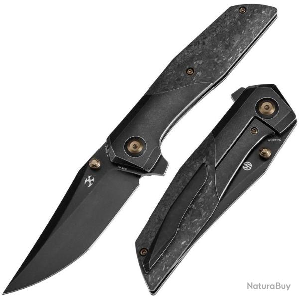 Couteau Pliant Kansept Deadite Lame Acier S35VN Manche Titane Fibre de Carbone Frame Lock K1081A5